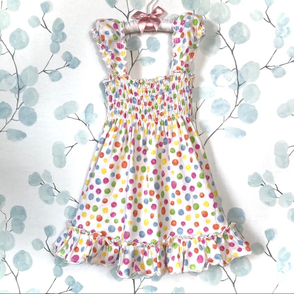 fresh produce Other - Fresh Produce Kids Rainbow Polka Dot Sleeveless Tank Dress Ruffled Sundress